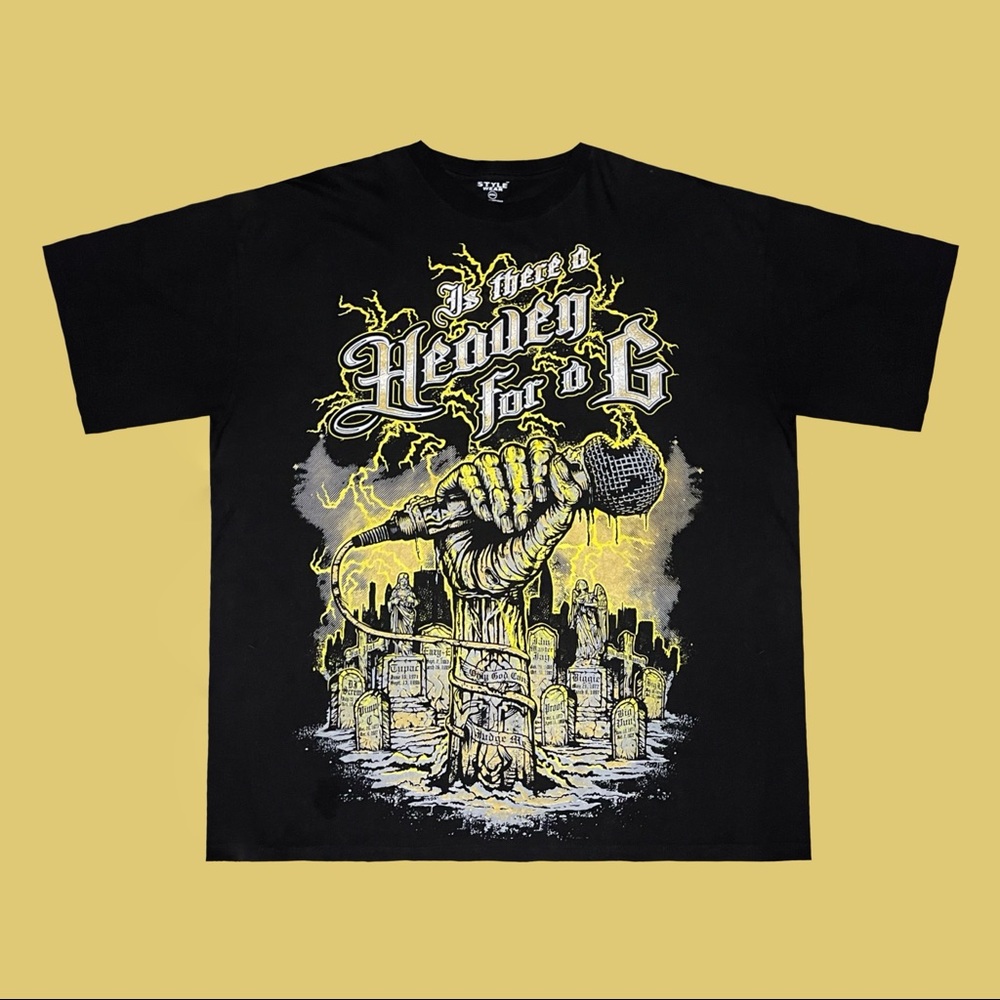Y2K “Is there a Heaven for a G” rap t-shirt.